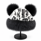 Kvinnor Vintage Leopard Print Plysch Björn Öron Mongolisk Mössa Tjock Varm Vinter Öronlapp Beanie