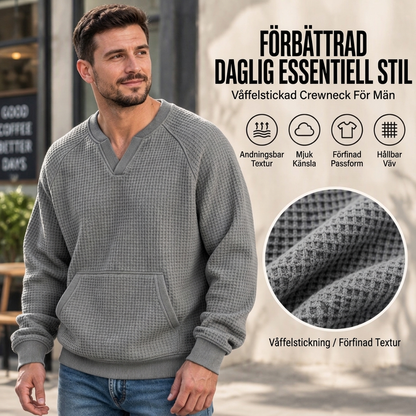 ✨Begränsat antal i lager, missa inte detta!🔥🔥✈️Casual-tröja för herrar i våffelstickning