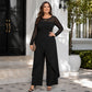 🖤Elegant jumpsuit i mesh med långa ärmar och överlappande detalj för damer