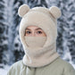 🧸 3-i-1 vinterbjörnmössa med halsduk och mask – Varm och lekfull ✨