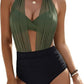 🌊 Costum de baie femei cu decolteu halter, modelator talie, material elastic confortabil pentru plajă